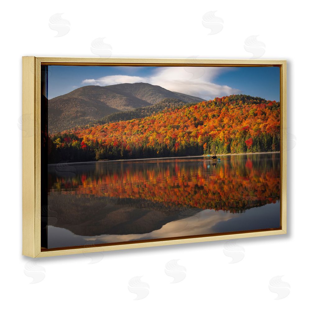 Jonathan Zaharek Reflecting Autumn Foliage Gold Floating Frame Canvas Wall Art Print