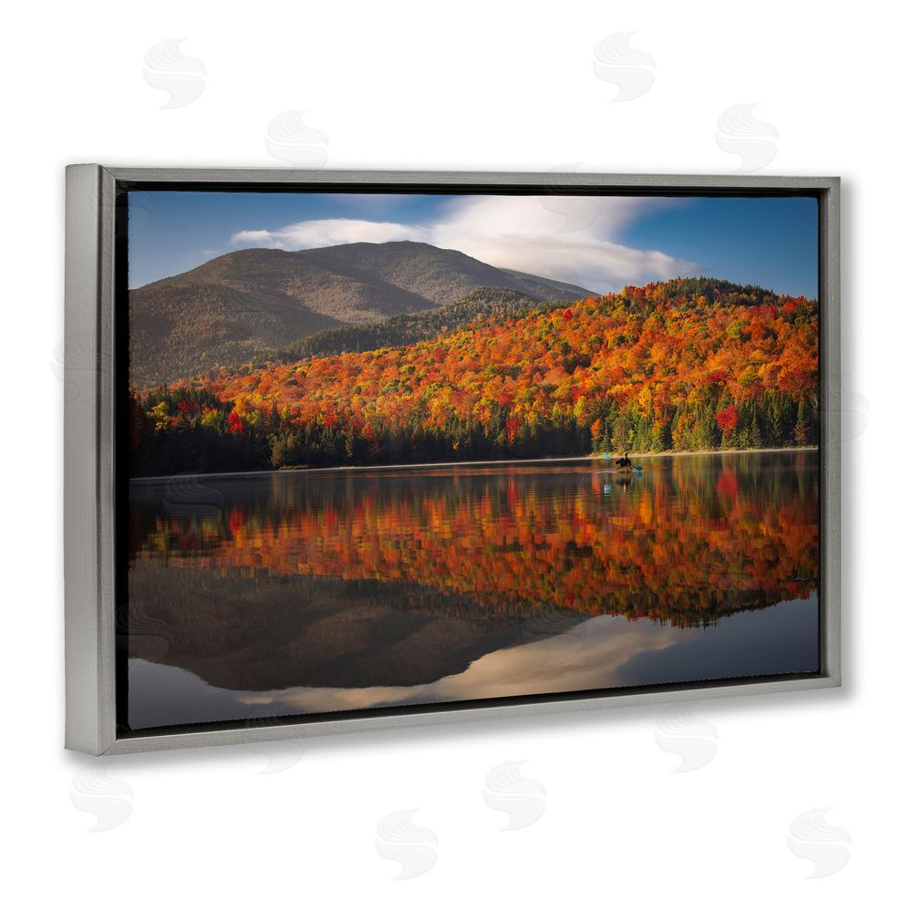 Jonathan Zaharek Reflecting Autumn Foliage Gray Floating Frame Canvas Wall Art Print
