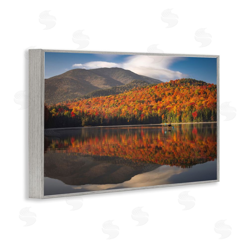 Jonathan Zaharek Reflecting Autumn Foliage Gray Framed Giclee Wall Art Print