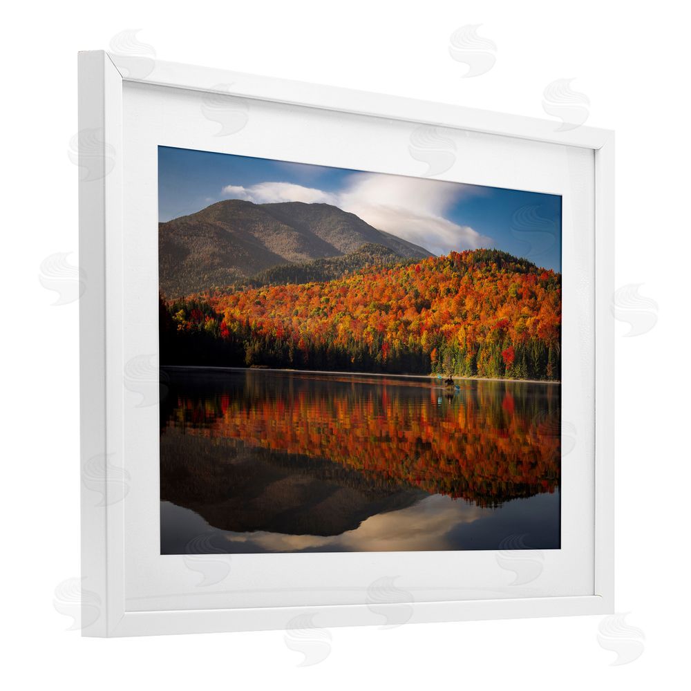 Jonathan Zaharek Reflecting Autumn Foliage White Framed Print Under Glass with Mat Wall Art