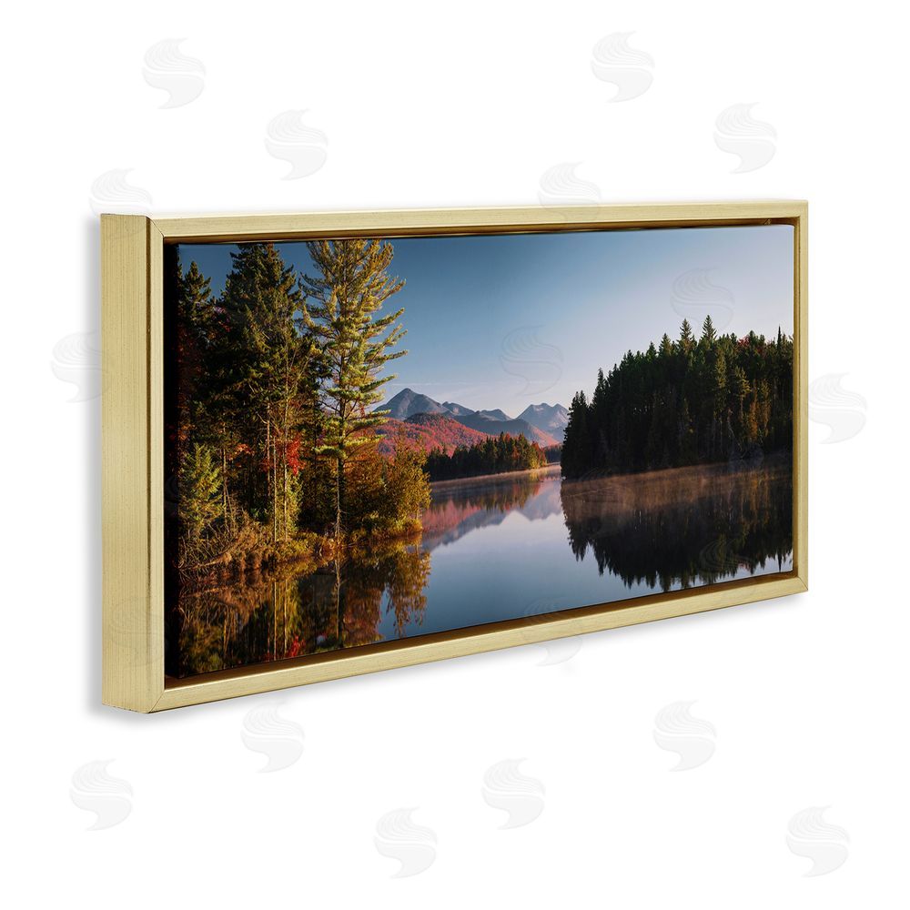 Jonathan Zaharek Autumn Morning Reflection Gold Floating Frame Canvas Wall Art Print