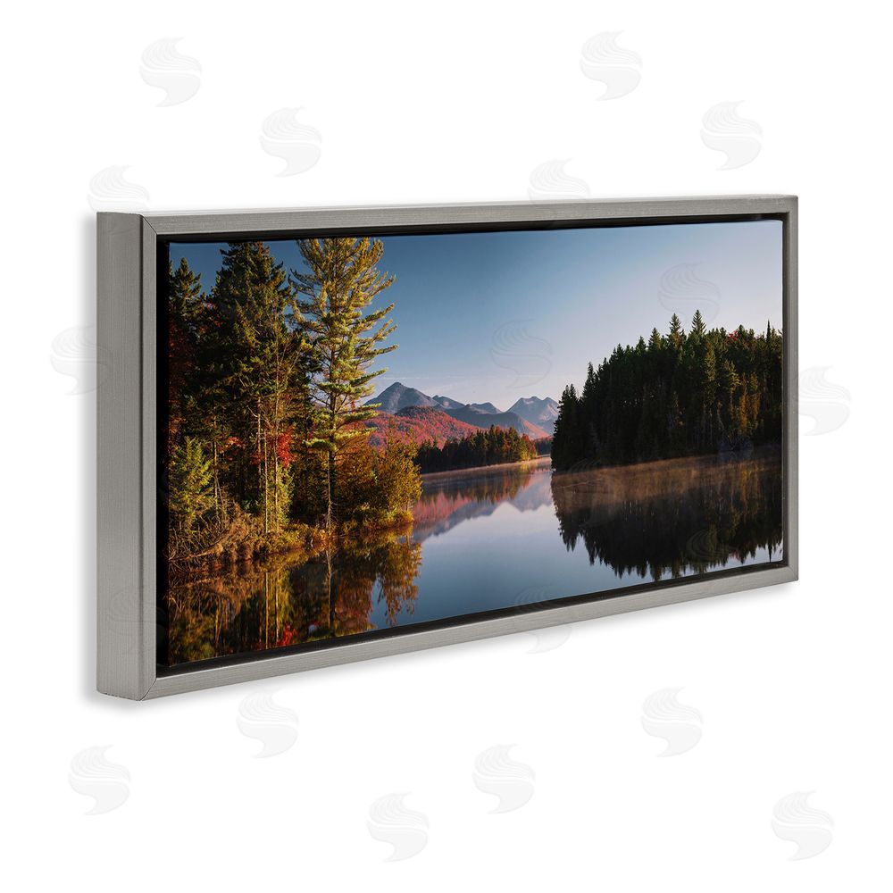 Jonathan Zaharek Autumn Morning Reflection Gray Floating Frame Canvas Wall Art Print