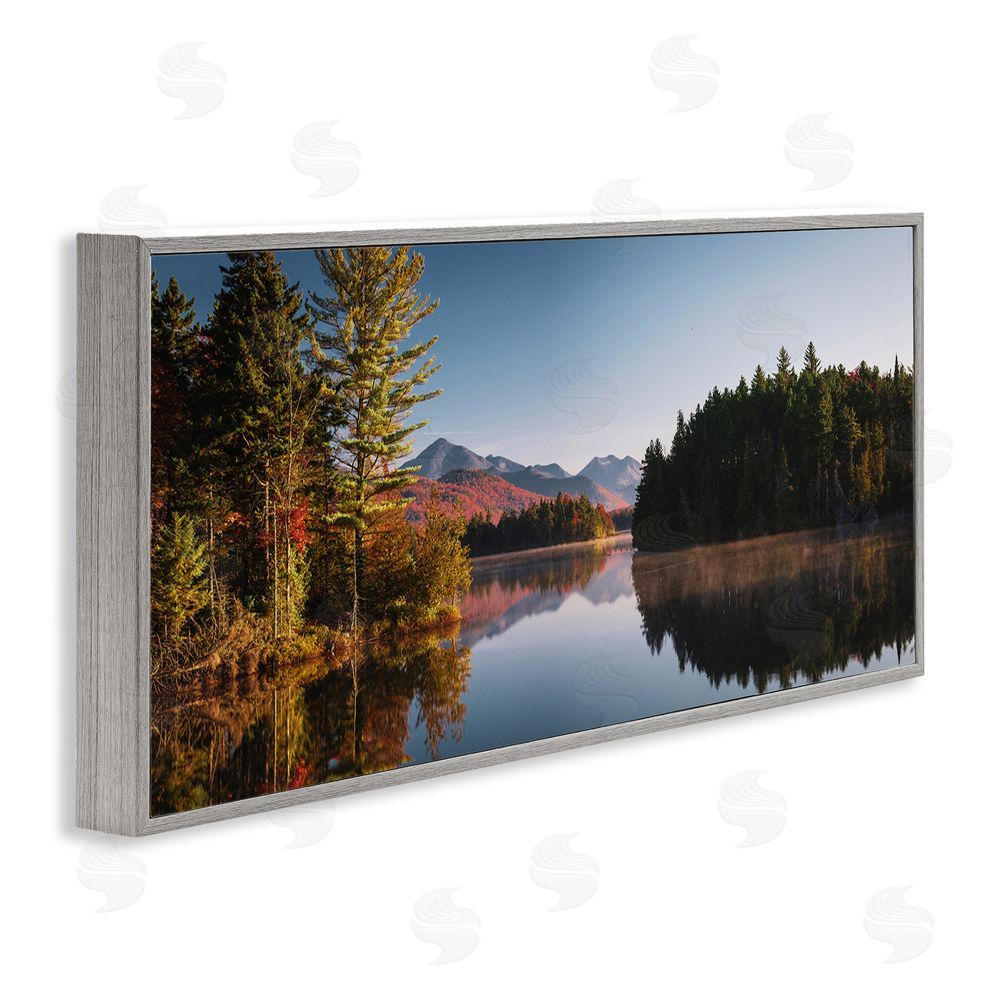 Jonathan Zaharek Autumn Morning Reflection Gray Framed Giclee Wall Art Print