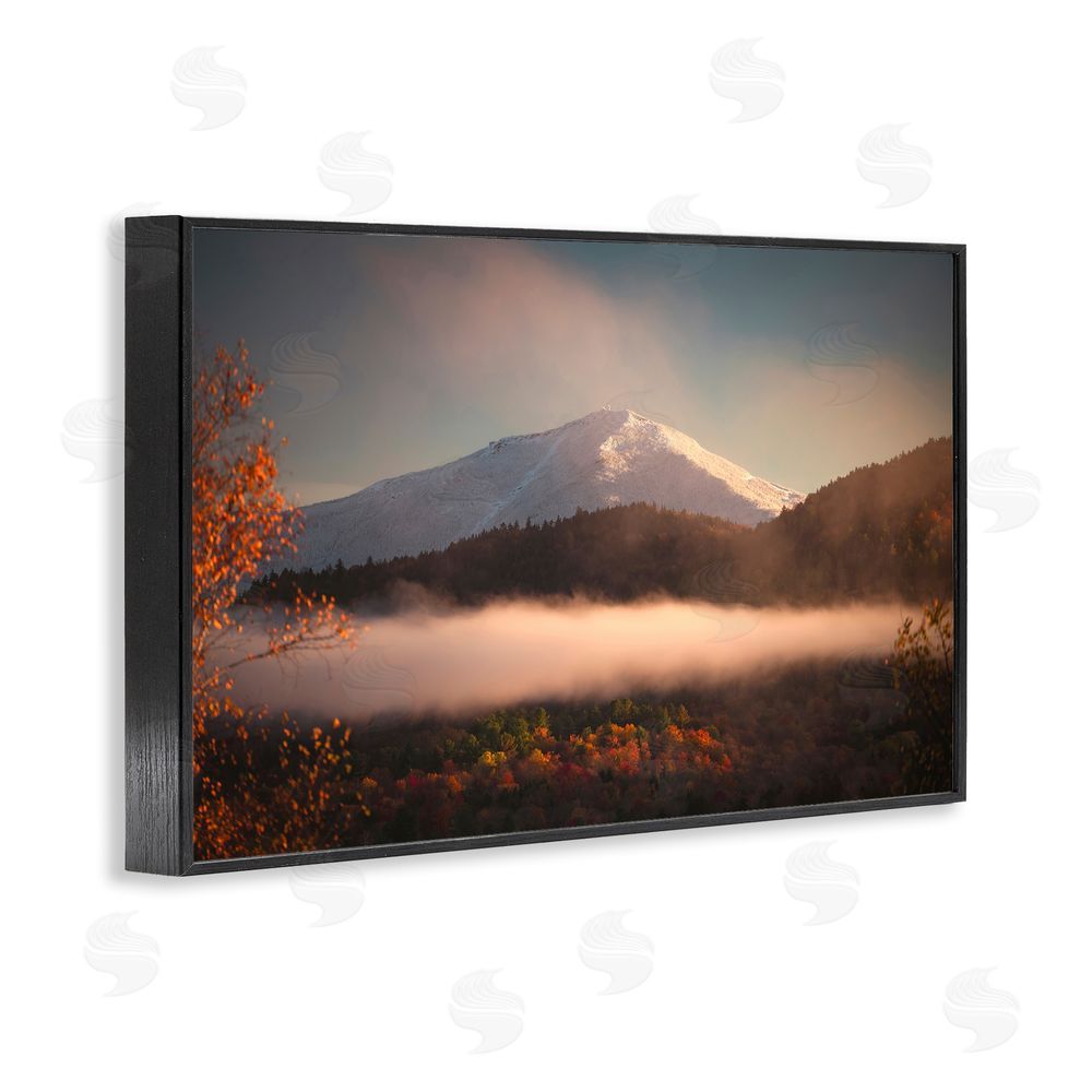 Jonathan Zaharek Fall Foliage & Snowy Mountain Peak Black Framed Giclee Wall Art Print