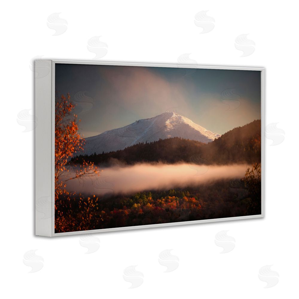 Jonathan Zaharek Fall Foliage & Snowy Mountain Peak White Framed Giclee Wall Art Print