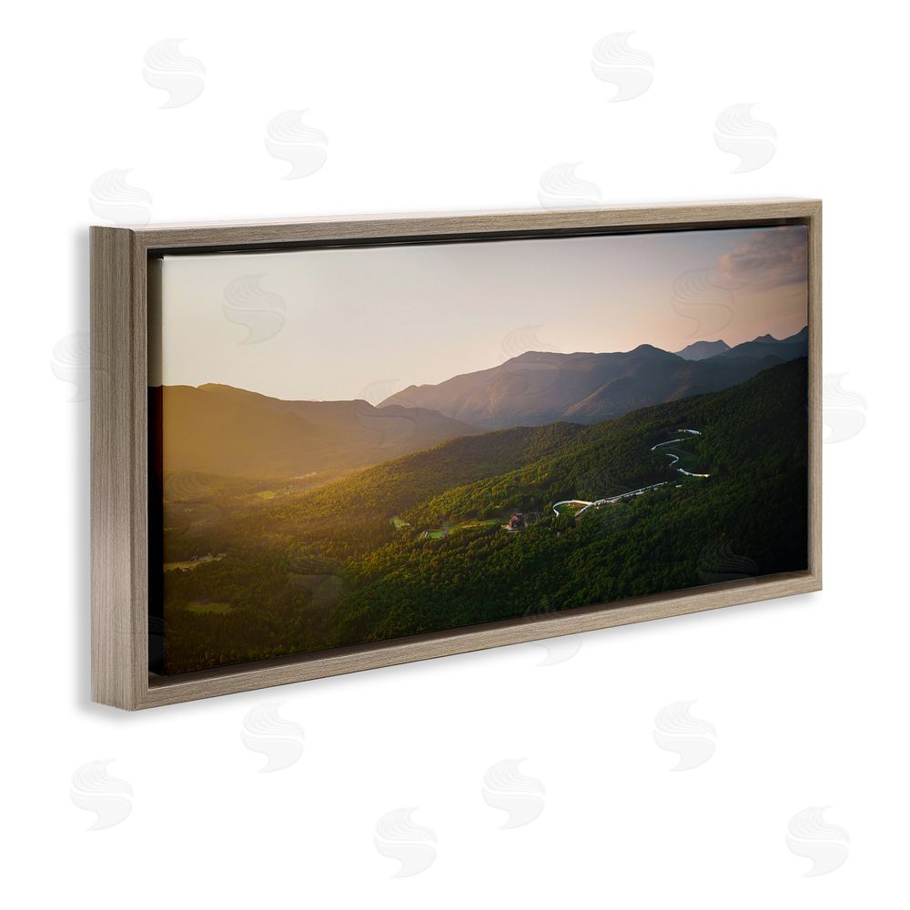 Jonathan Zaharek Winding Road Through Forested Mountains Brown Floating Frame Canvas Wall Art Print