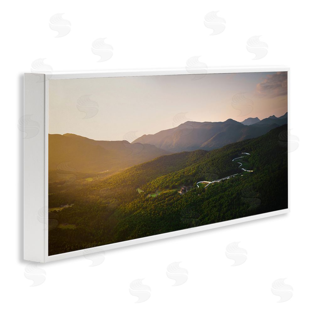 Jonathan Zaharek Winding Road Through Forested Mountains White Framed Giclee Wall Art Print