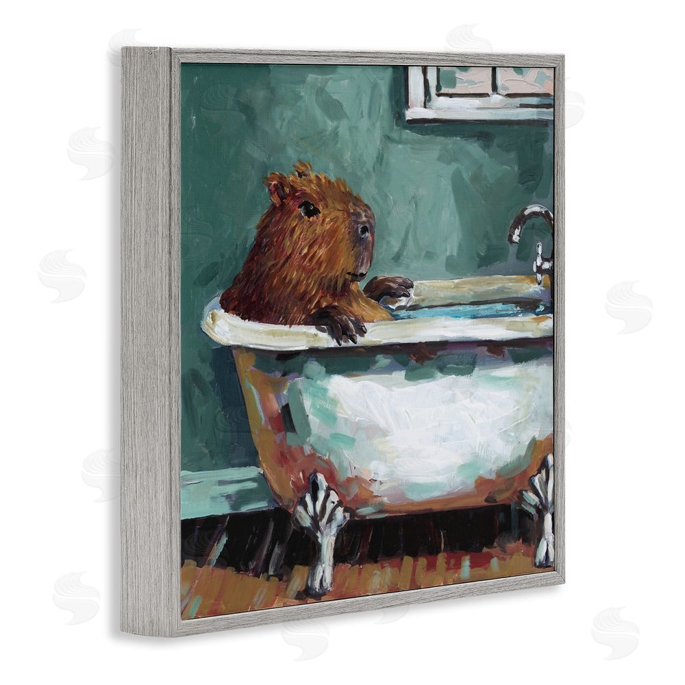 Studio Bautista Capybara in Bubble Bath Gray Framed Giclee Wall Art Print