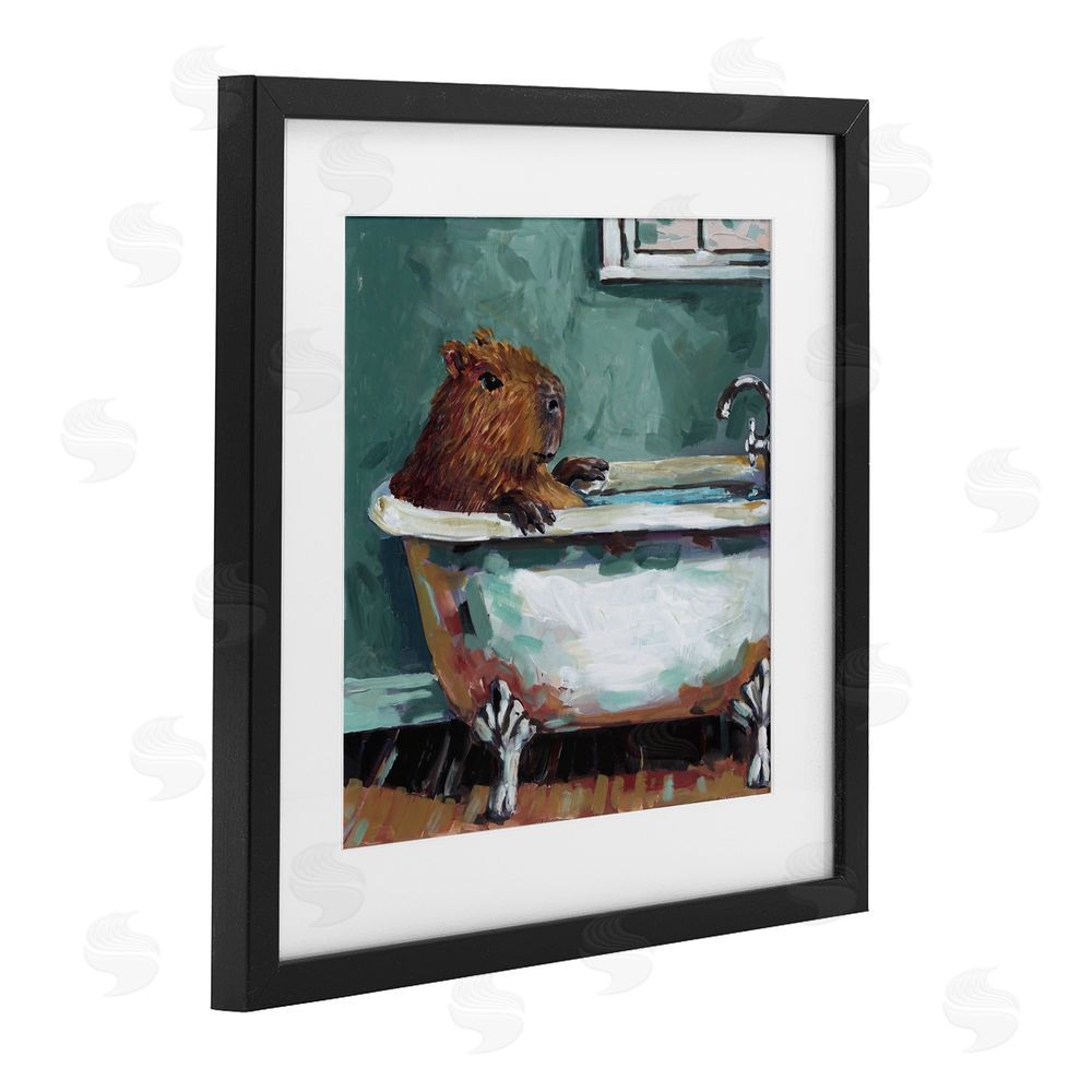 Studio Bautista Capybara in Bubble Bath Black Framed Print Under Glass with White Mat Wall Art