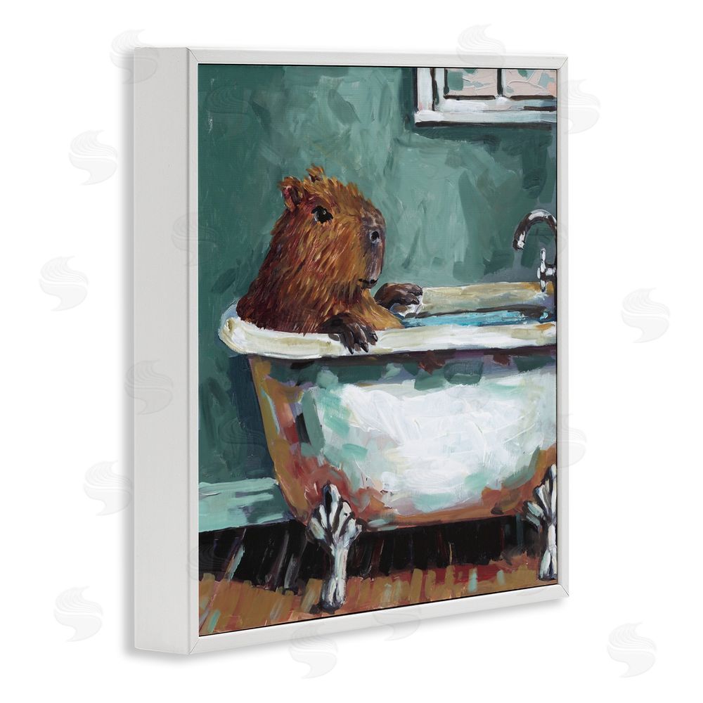 Studio Bautista Capybara in Bubble Bath White Framed Giclee Wall Art Print