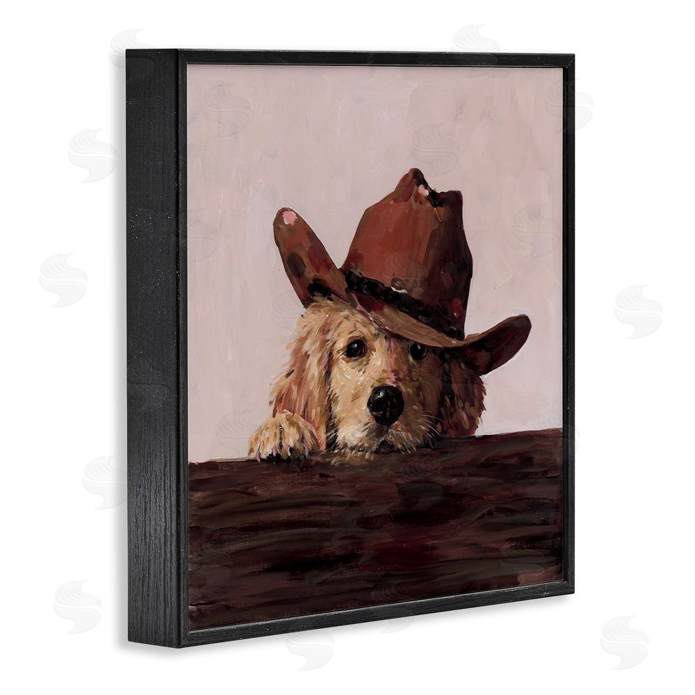 Studio Bautista Peeking Cowboy Dog Black Framed Giclee Wall Art Print