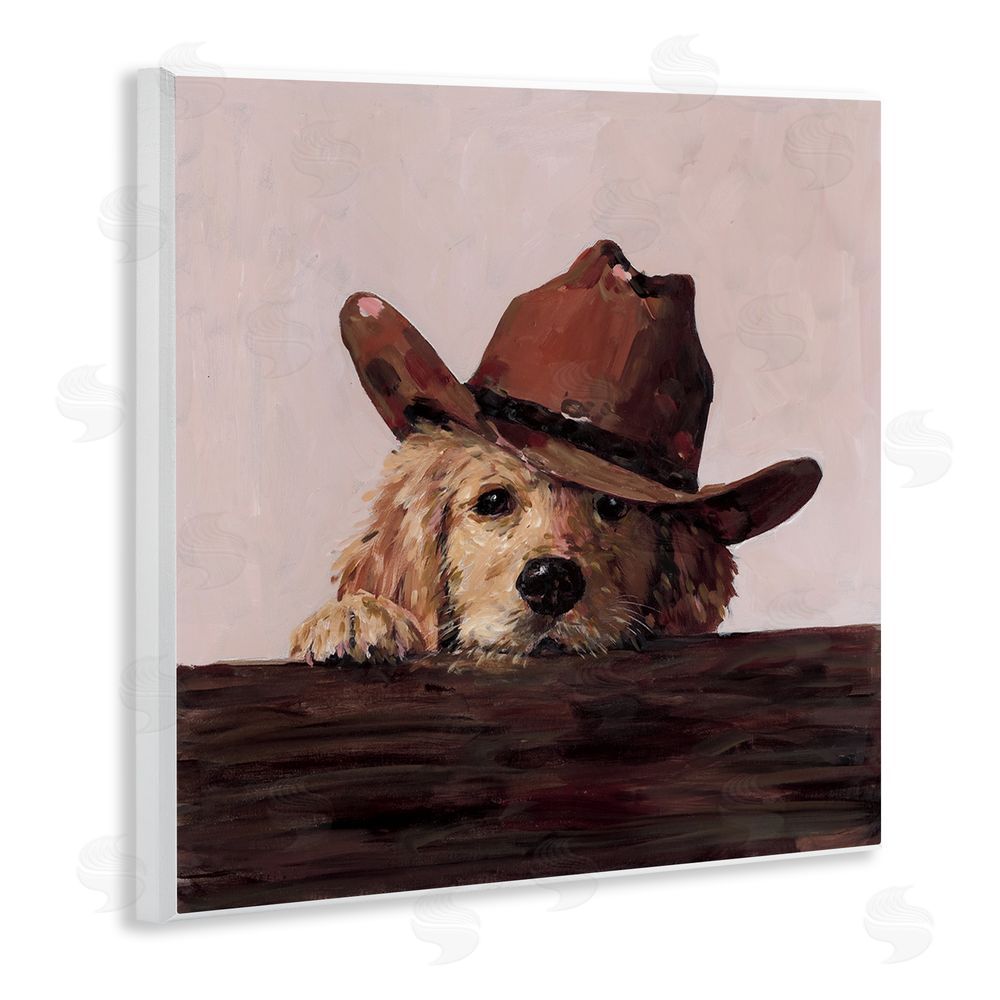 Studio Bautista Peeking Cowboy Dog Wall Plaque Art Print