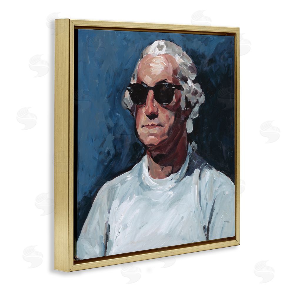 Studio Bautista Washington with Shades Gold Floating Frame Canvas Wall Art Print