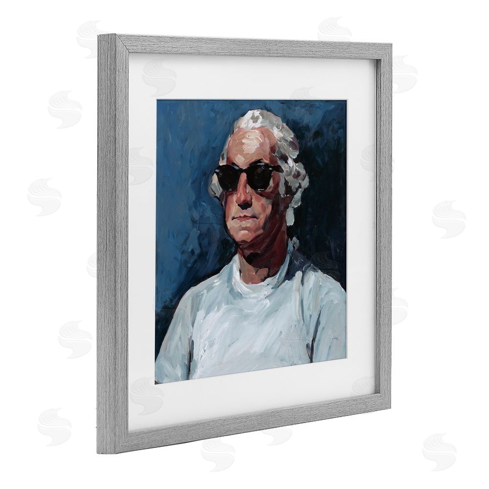 Studio Bautista Washington with Shades Gray Framed Print Under Glass with White Mat Wall Art