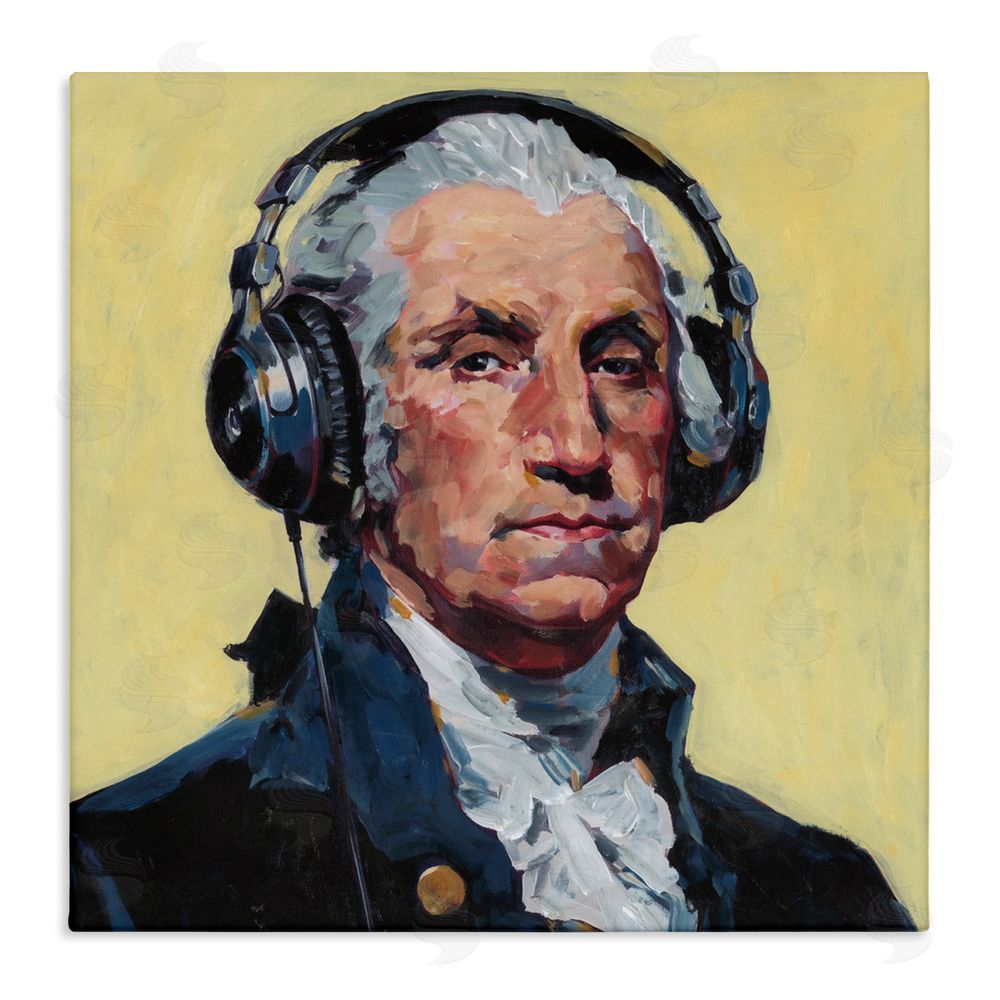 Studio Bautista Washington with Headphones Canvas Wall Art Print