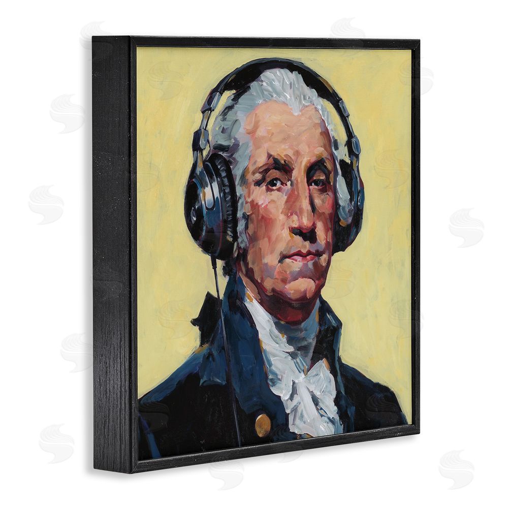 Studio Bautista Washington with Headphones Black Framed Giclee Wall Art Print