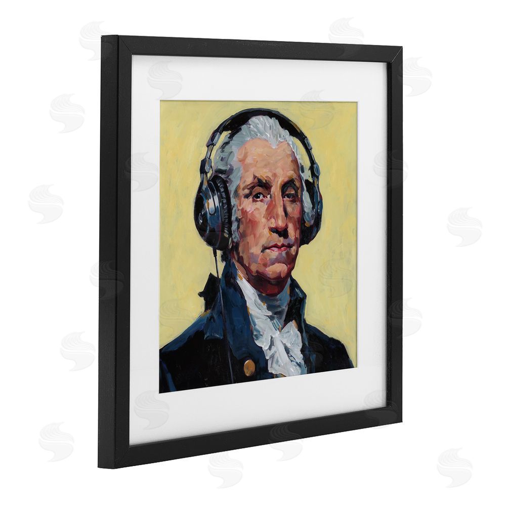 Studio Bautista Washington with Headphones Black Framed Print Under Glass with White Mat Wall Art