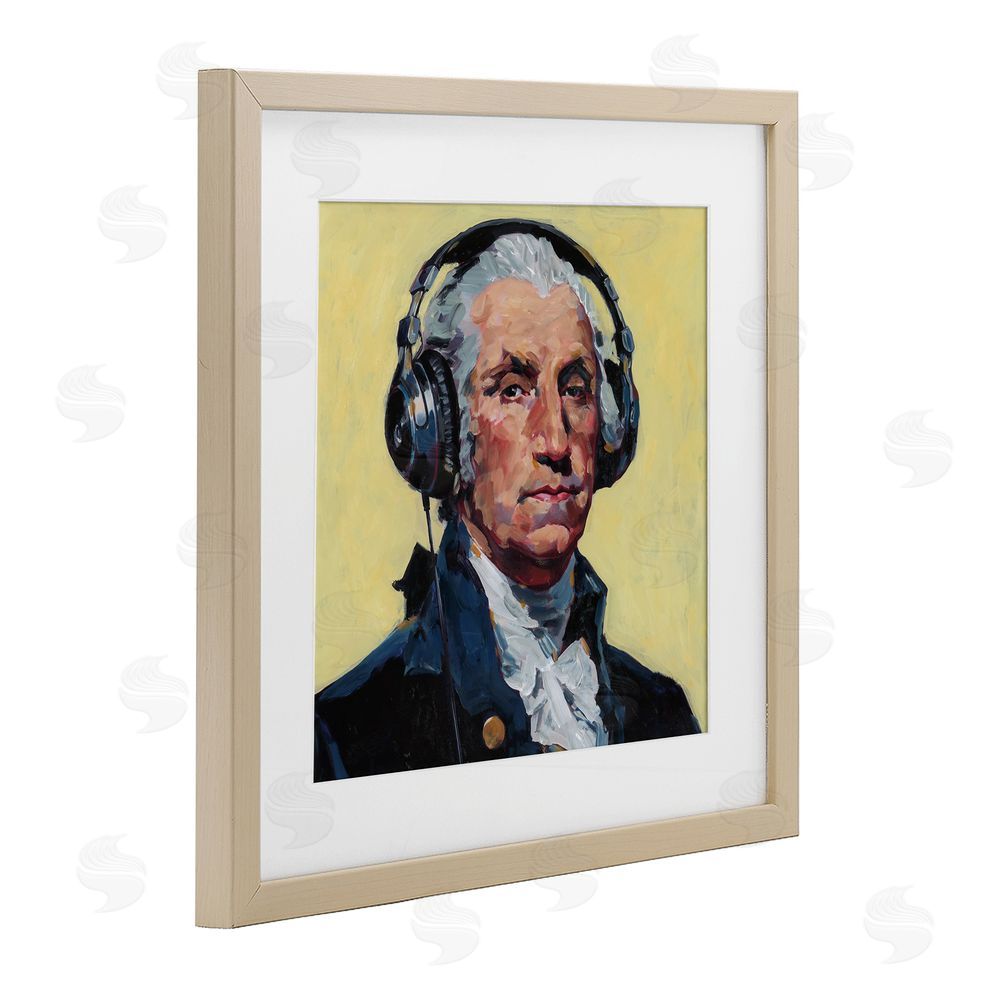 Studio Bautista Washington with Headphones Birch Framed Print Under Glass with White Mat Wall Art