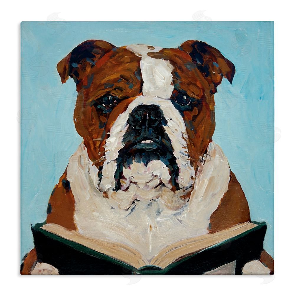 Studio Bautista Bulldog Reading Book Canvas Wall Art Print