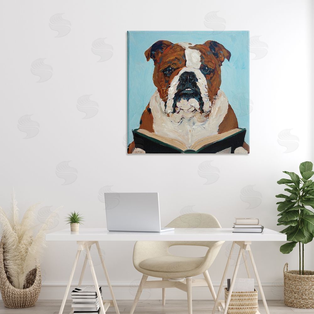 Studio Bautista Bulldog Reading Book Canvas Art on Wall