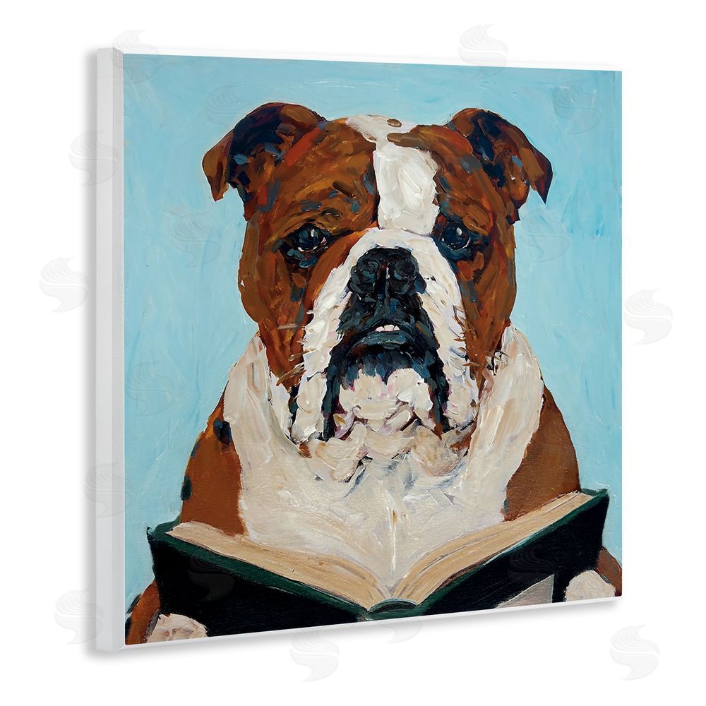 Studio Bautista Bulldog Reading Book Wall Plaque Art Print