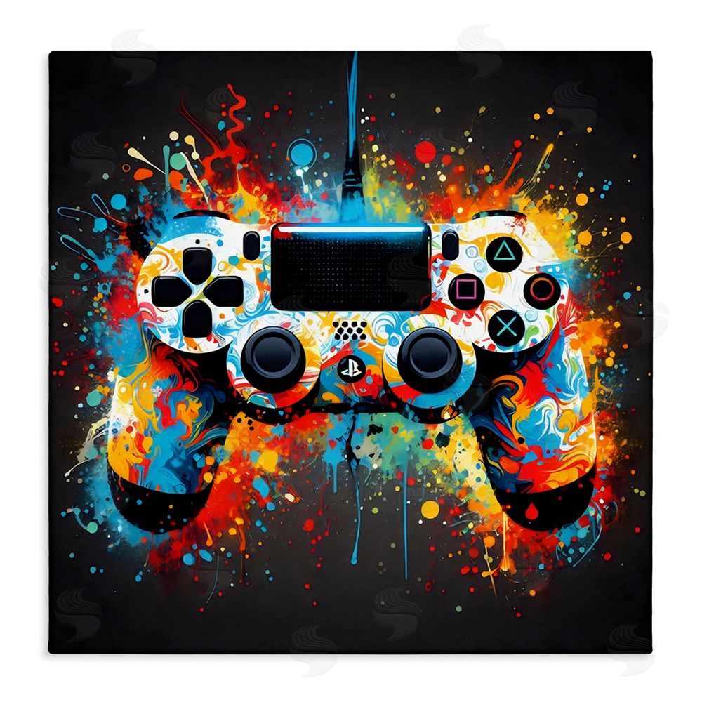 Creative Studio Colorful Controller Swirl Stretched Canvas Wall Art