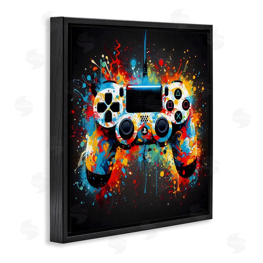 Creative Studio Colorful Controller Swirl Black Floating Frame Canvas Wall Art Print