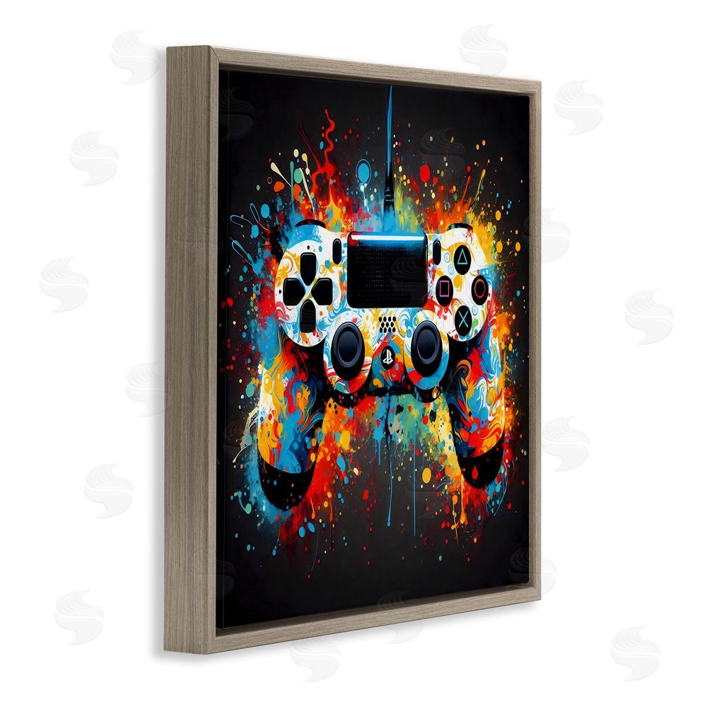 Creative Studio Colorful Controller Swirl Brown Floating Frame Canvas Wall Art Print