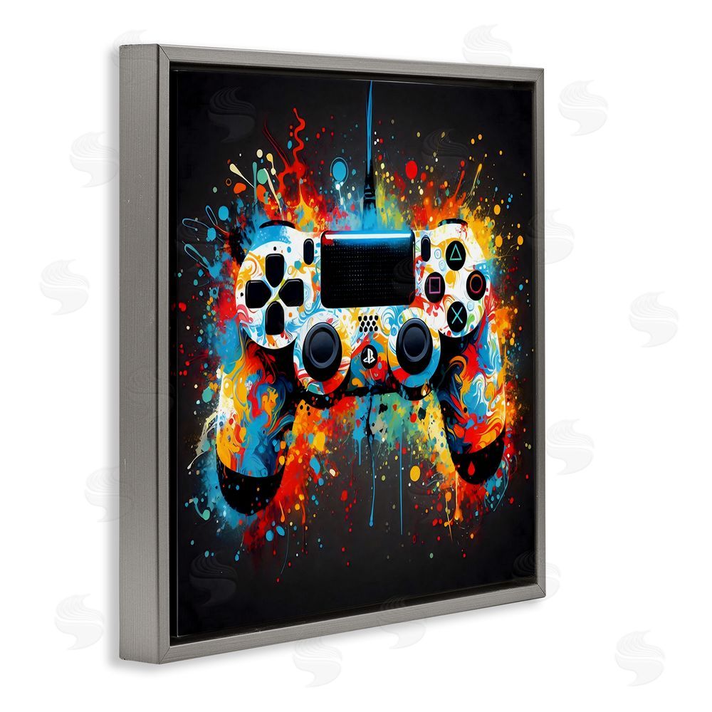 Creative Studio Colorful Controller Swirl Gray Floating Frame Canvas Wall Art Print