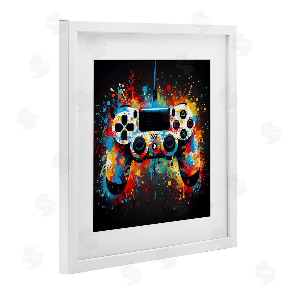 Creative Studio Colorful Controller Swirl White Framed Print Under Glass Wall Art