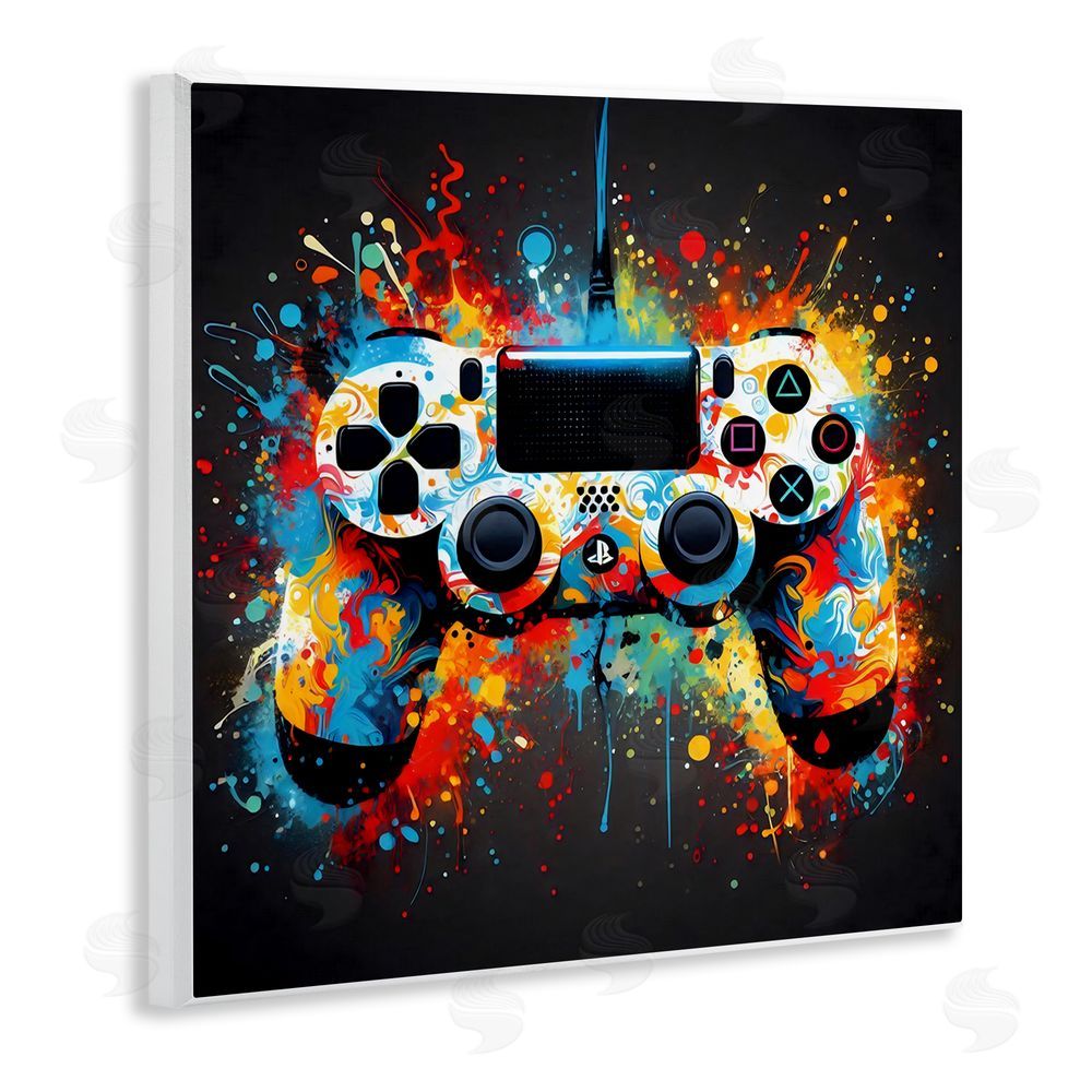 Creative Studio Colorful Controller Swirl Wall Plaque with Fixed Lithograph Print