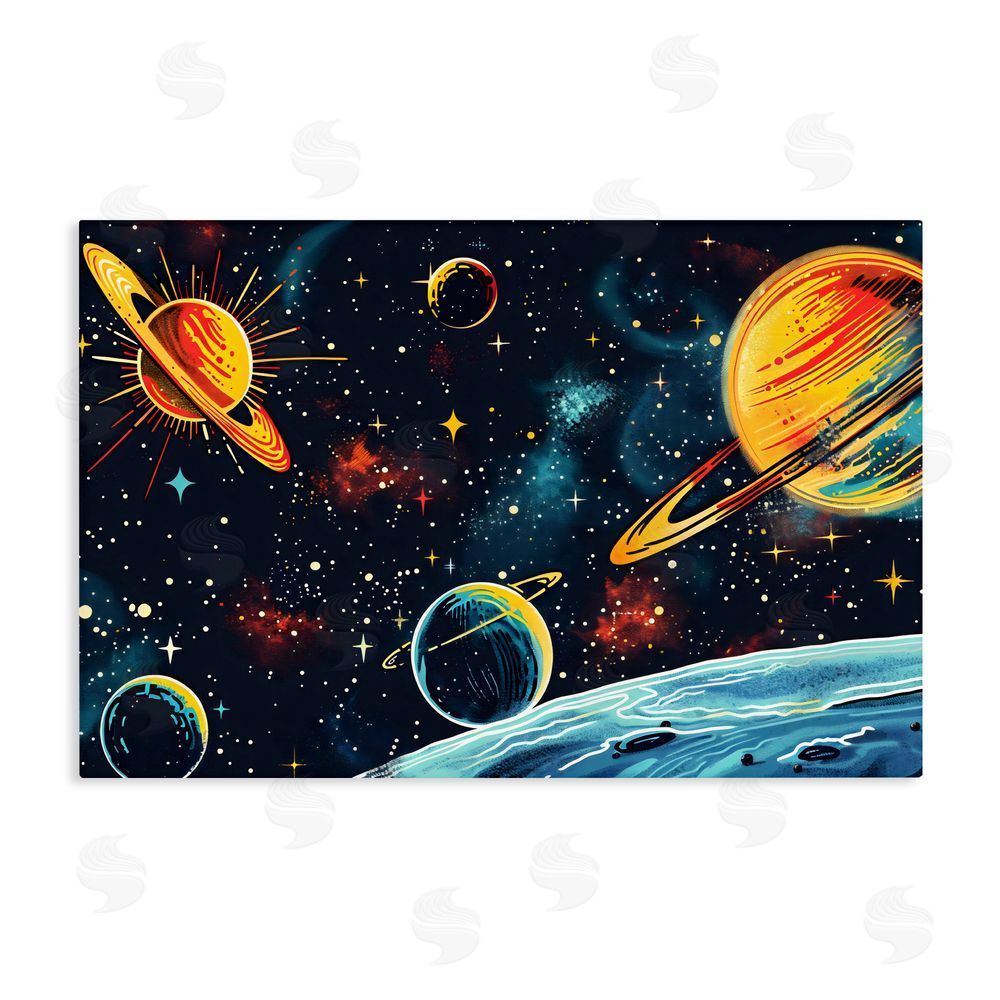 Creative Studio Black Lit Galaxy Panorama Stretched Canvas Wall Art Print