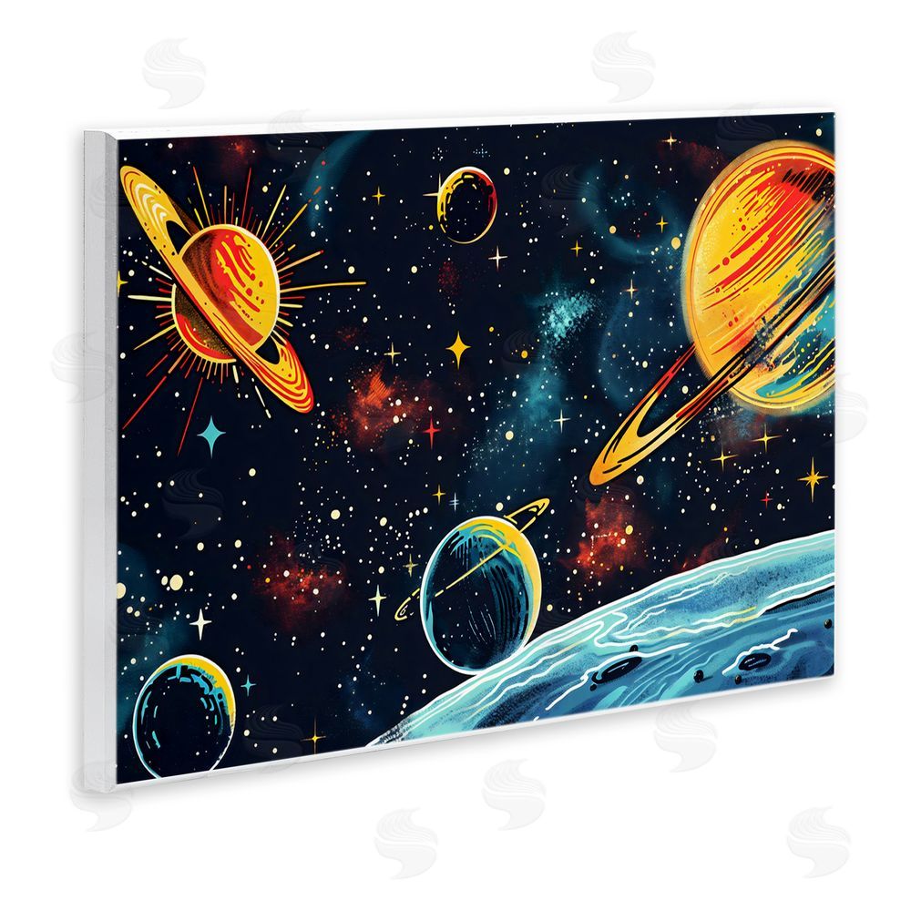 Creative Studio Black Lit Galaxy Panorama Wall Plaque Art Print with White Foil Wrap