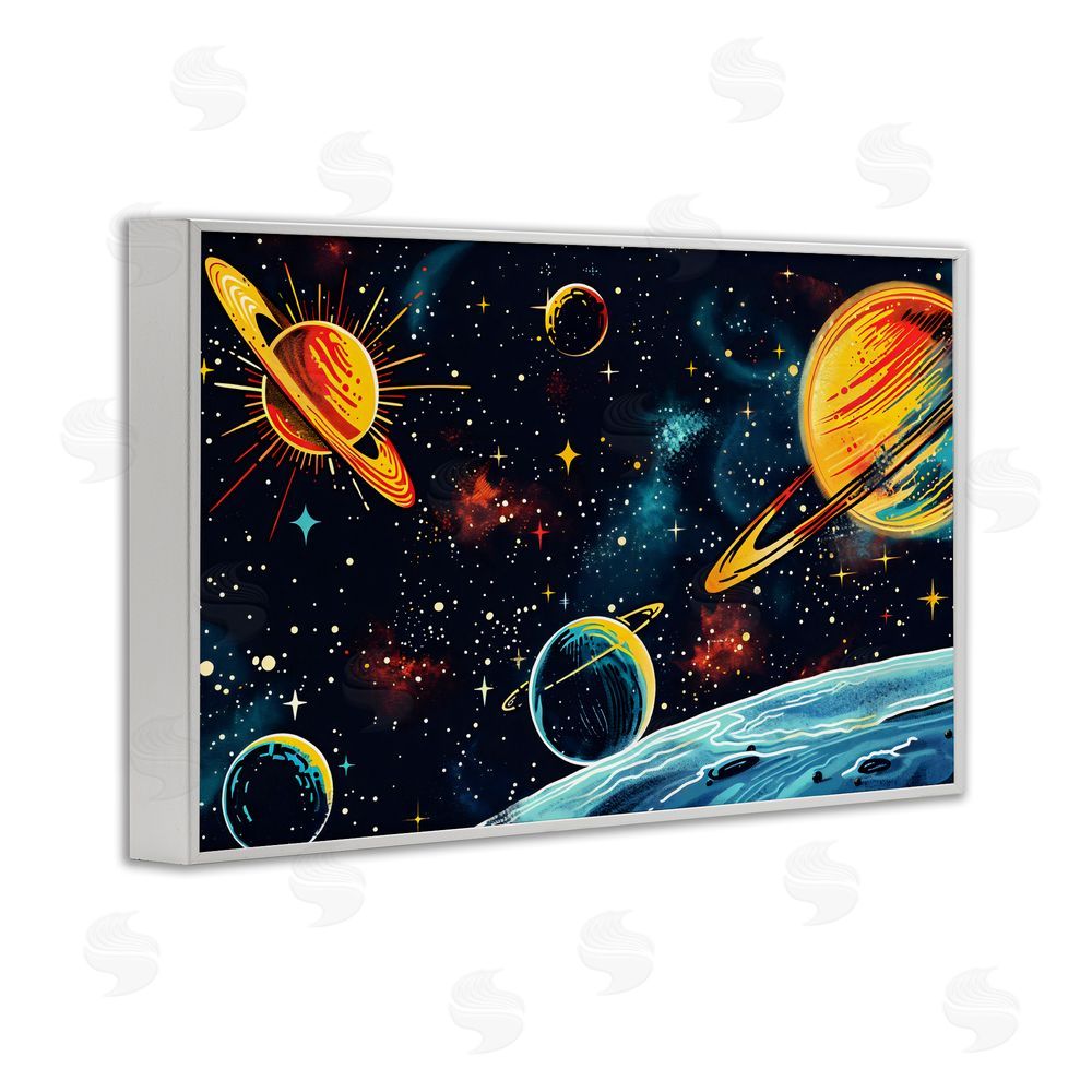 Creative Studio Black Lit Galaxy Panorama White Framed Giclee Wall Art Print