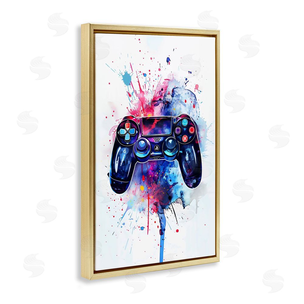 Creative Studio Burst of Color Controller Gold Floating Frame Stretched Canvas Wall Art Print