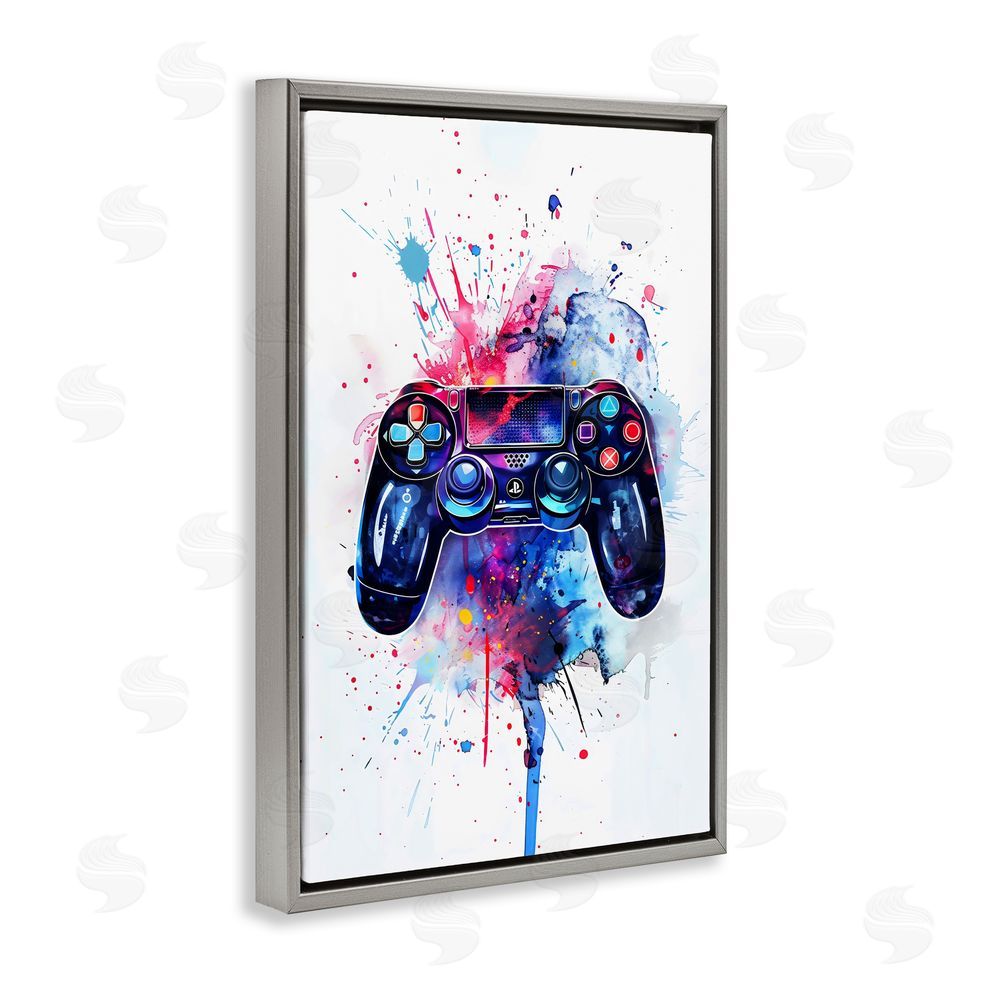 Creative Studio Burst of Color Controller Gray Floating Frame Stretched Canvas Wall Art Print