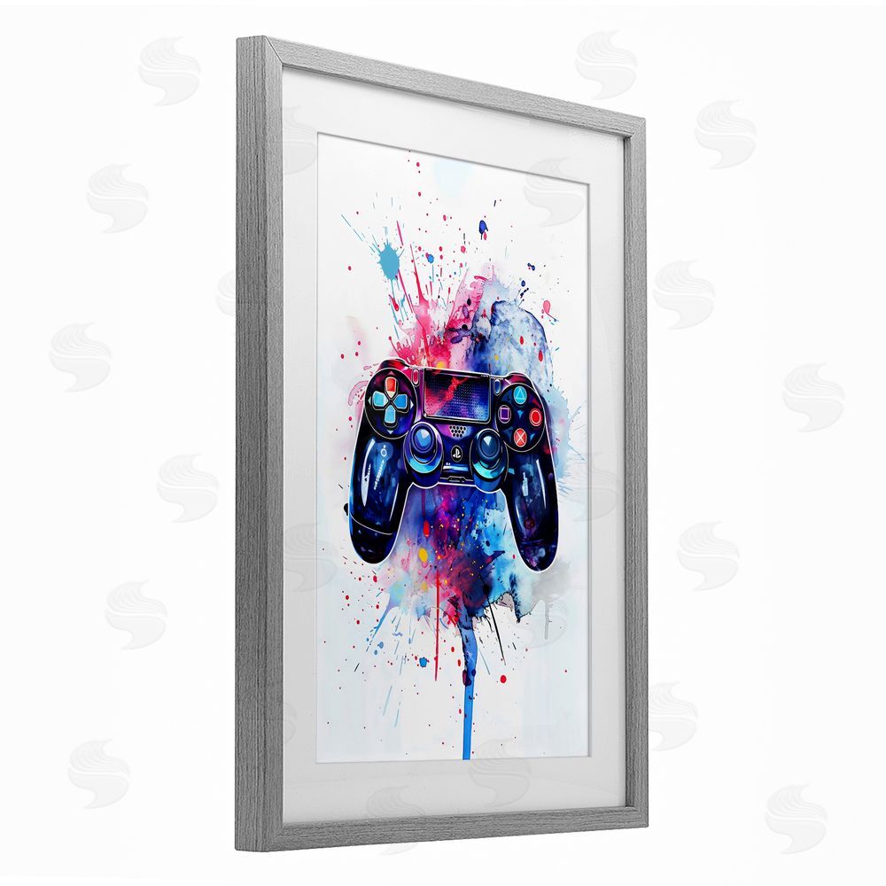 Creative Studio Burst of Color Controller Gray Framed Print Under Glass with Matting Wall Art