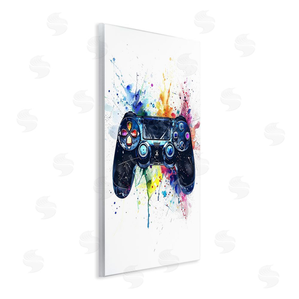 Creative Studio Colorful Gaming Controller Splatter Wall Plaque with Fixed Lithograph Print