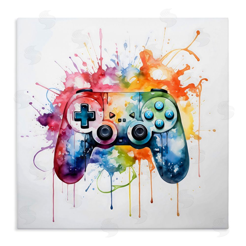 Creative Studio Colors of Gaming Splatter Stretched Canvas Wall Art