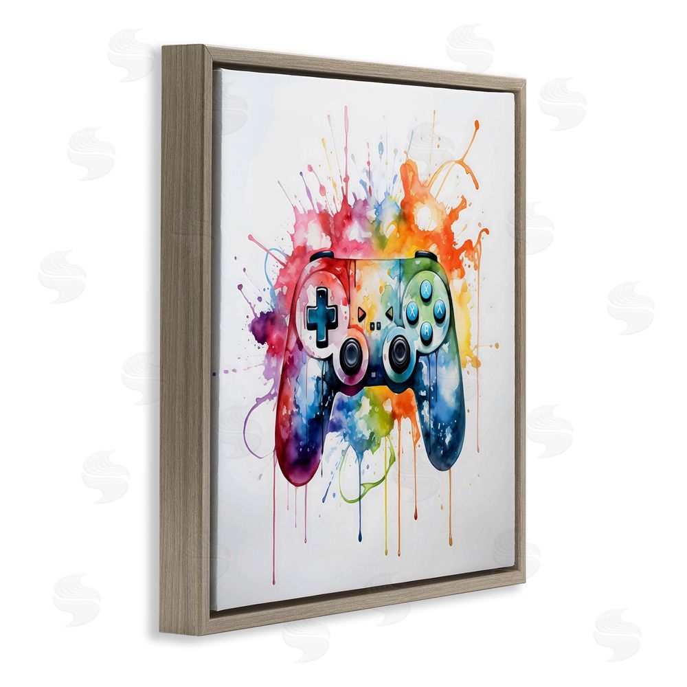 Creative Studio Colors of Gaming Splatter Brown Floating Frame Canvas Wall Art Print