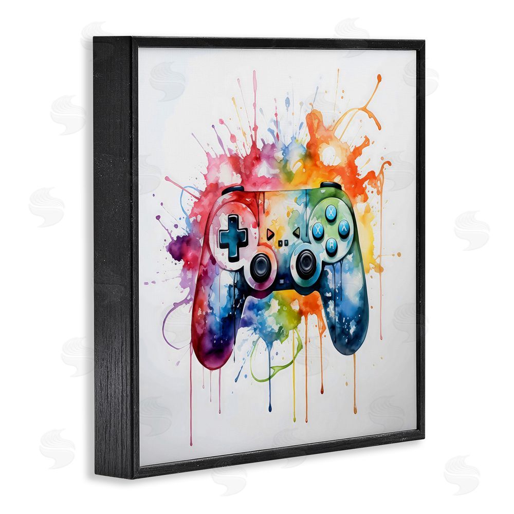 Creative Studio Colors of Gaming Splatter Black Framed Giclee Wall Art Print