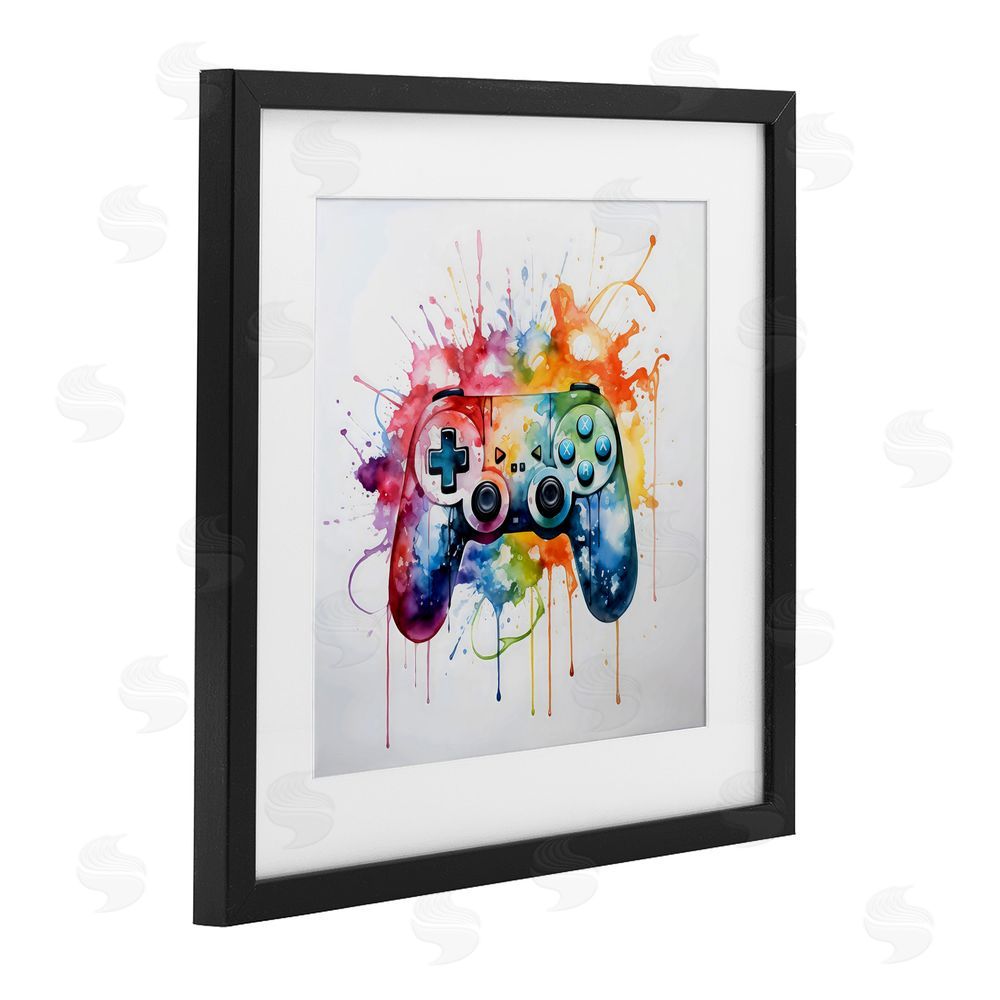 Creative Studio Colors of Gaming Splatter Black Framed Print Under Glass Wall Art