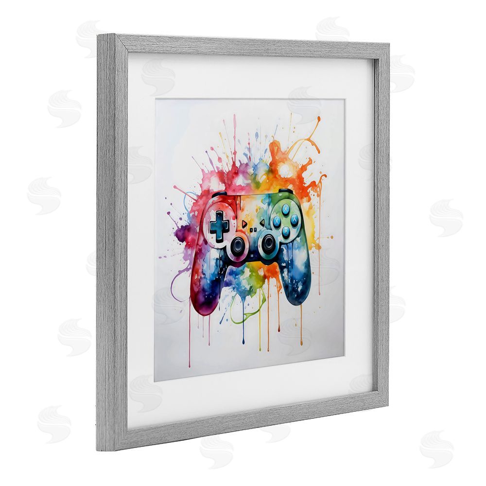 Creative Studio Colors of Gaming Splatter Gray Framed Print Under Glass Wall Art