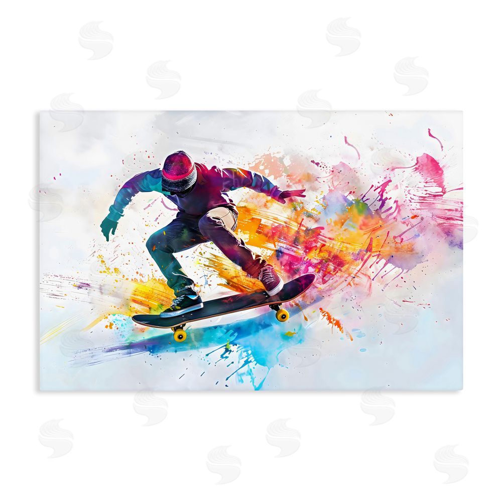 Creative Studio Skateboarder in Motion Stretched Canvas Wall Art Print