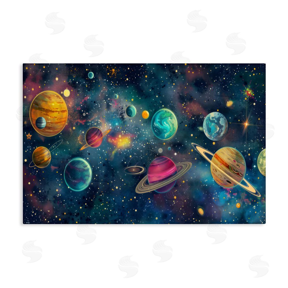 Creative Studio Celestial Planetary Parade Stretched Canvas Wall Art Print