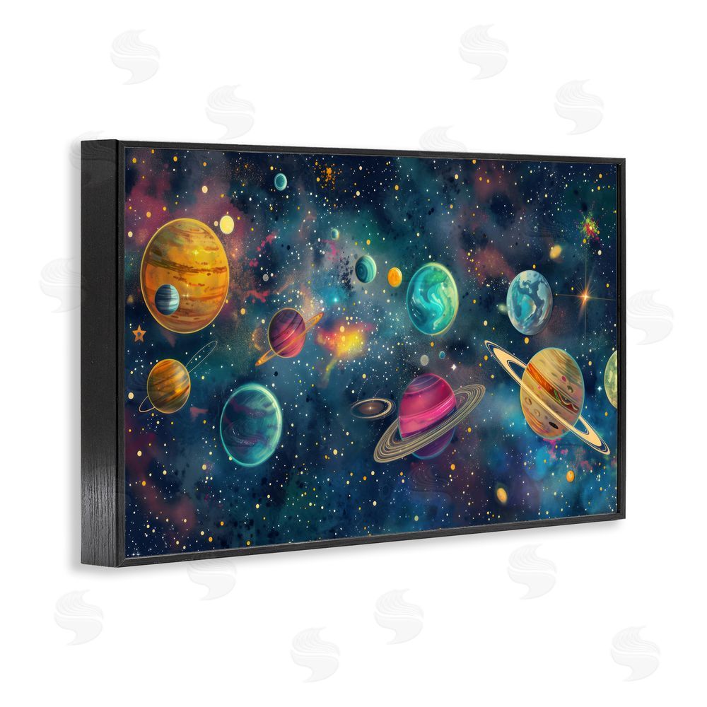 Creative Studio Celestial Planetary Parade Black Framed Giclee Wall Art Print