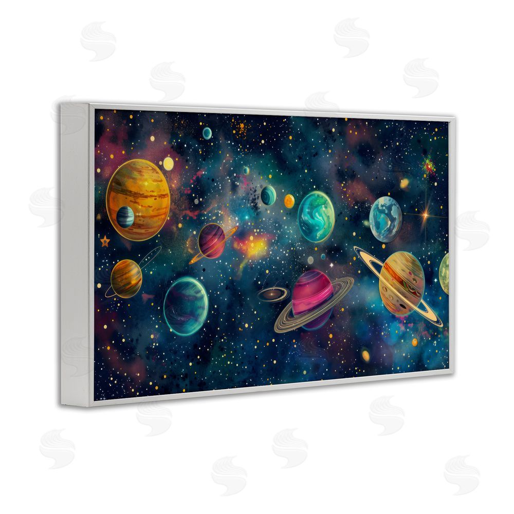 Creative Studio Celestial Planetary Parade White Framed Giclee Wall Art Print