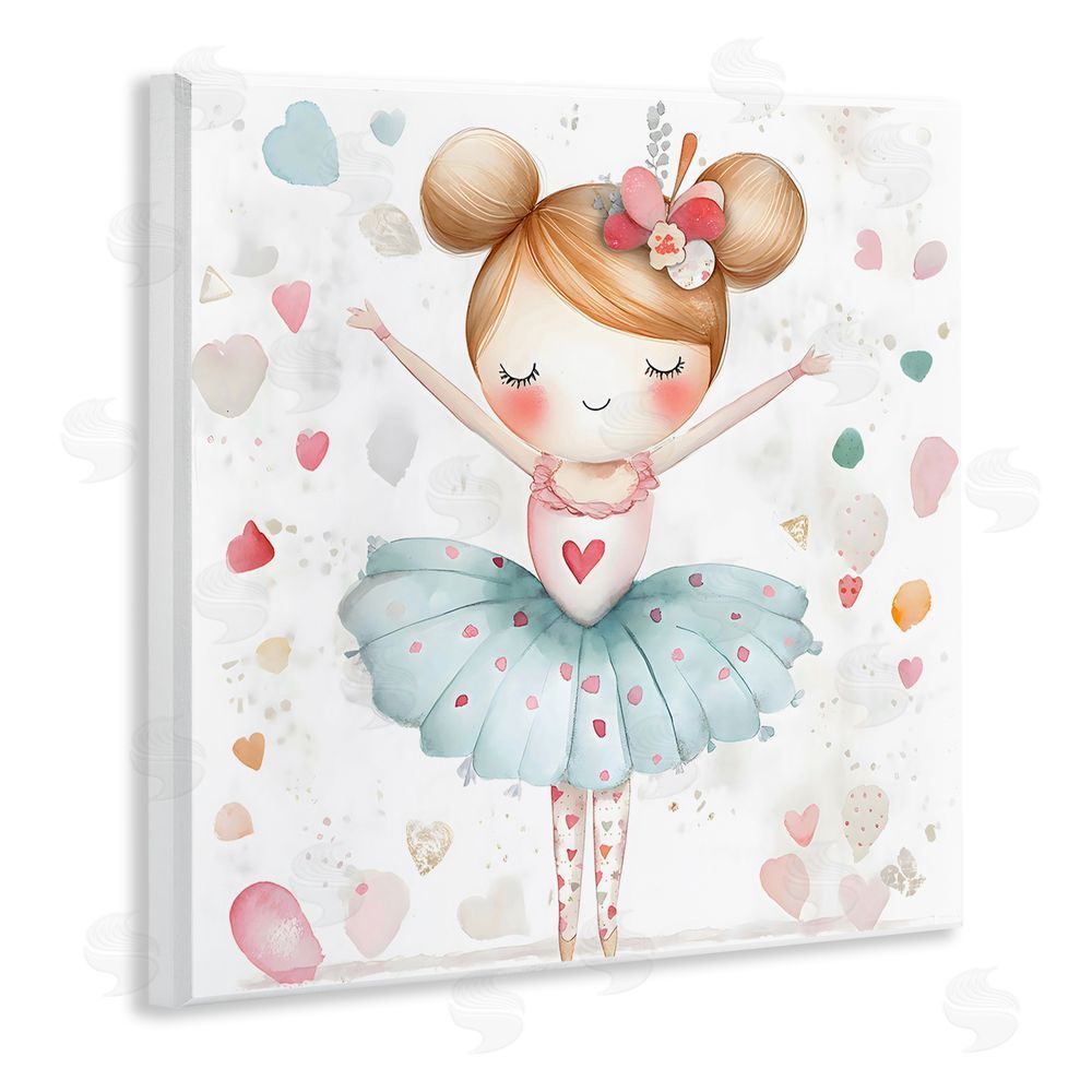 Creative Studio Cute Ballerina with Hearts Wall Plaque with Fixed Lithograph Print