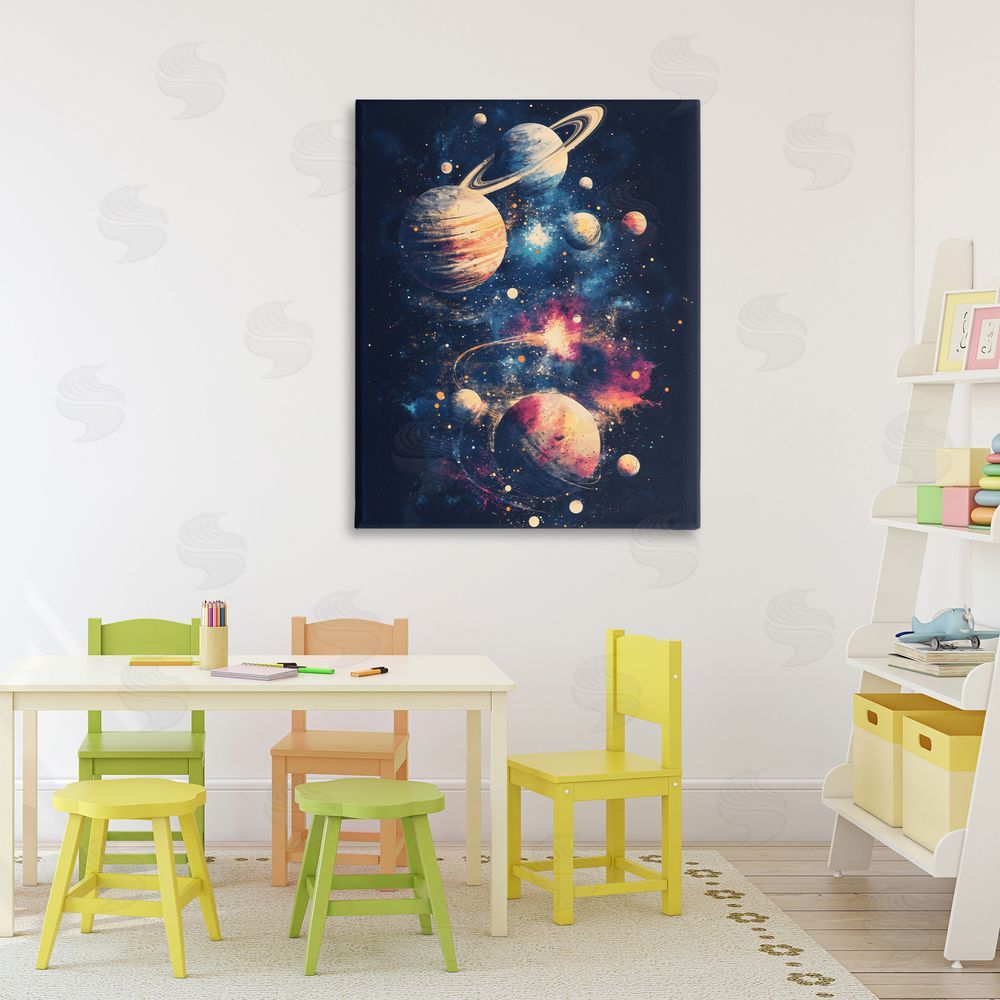 Creative Studio Cosmic Planet Curiosities Stretched Canvas Wall Art in Room