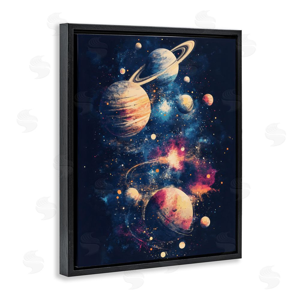 Creative Studio Cosmic Planet Curiosities Black Floating Frame Canvas Wall Art Print